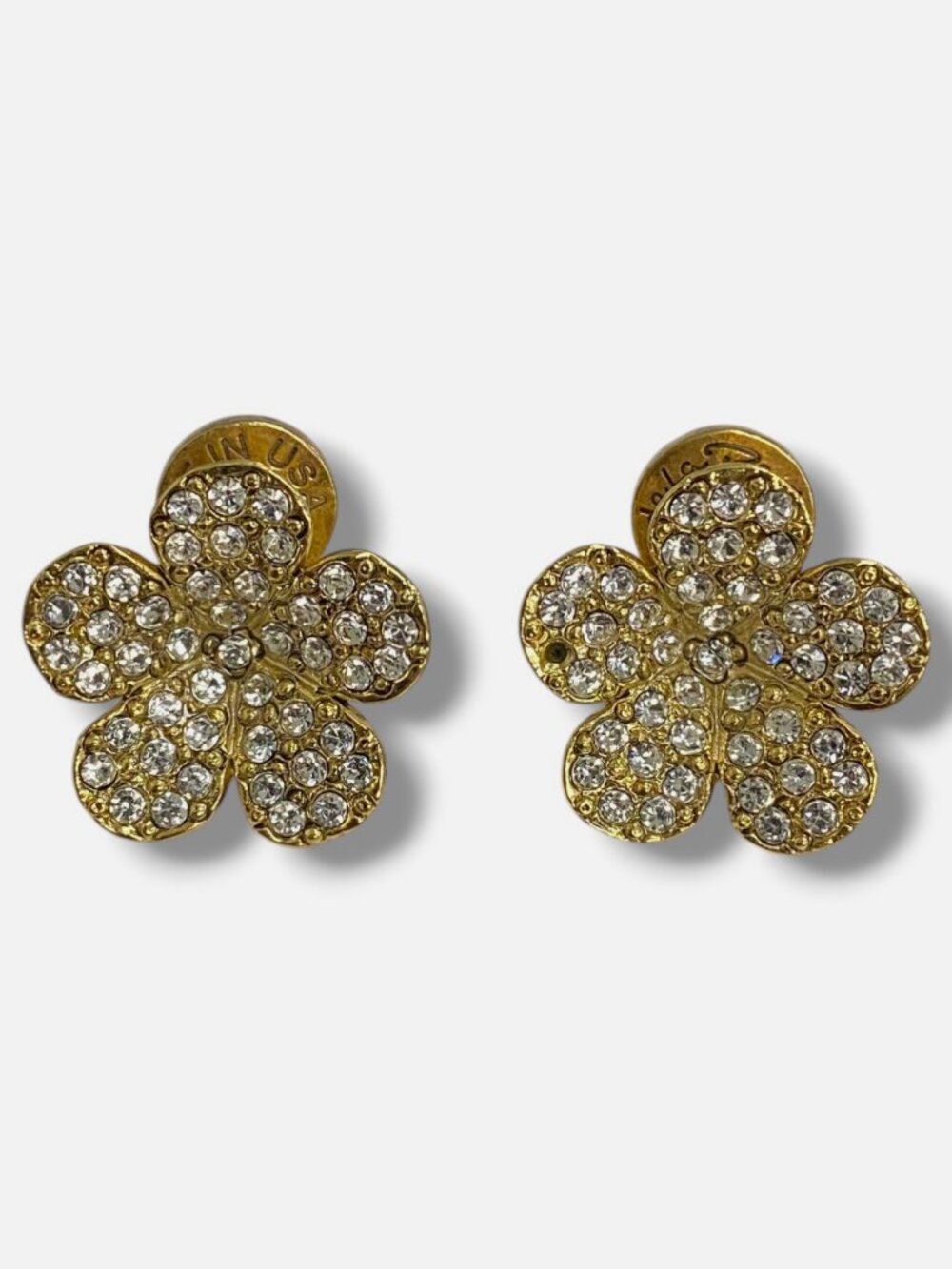 Oscar De La Renta Women's Gold Crystal Flower Stud Earrings